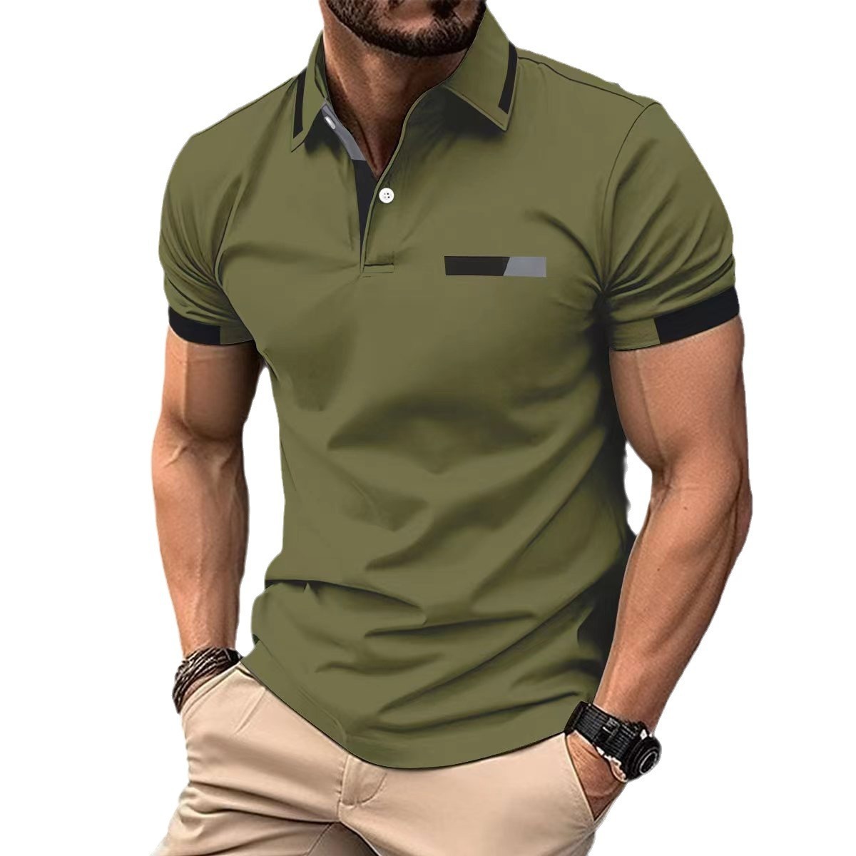 Slim Fit Polo Shirt Men's Designer European Style Polo 10 Slim Fit Polo Shirt Men's Designer European Style Polo - Image 10
