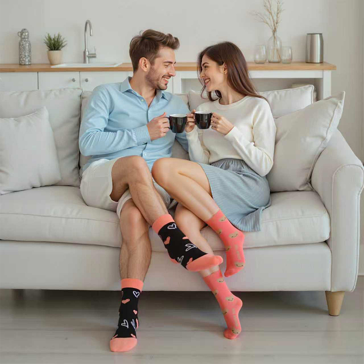 Trending Valentine's Day Gift Item 2 Pairs Of Mid-Calf Cotton Socks For Couples Unisex Soft And Cozy Design 3 Trending Valentine's Day Gift Item 2 Pairs Of Mid-Calf Cotton Socks For Couples Unisex Soft And Cozy Design - Image 3