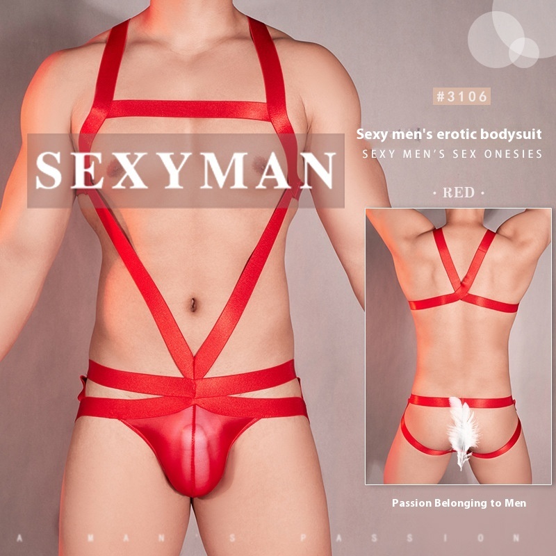 Men's Sexy Body Harness Jumpsuit | Elastic Strap Bodysuit