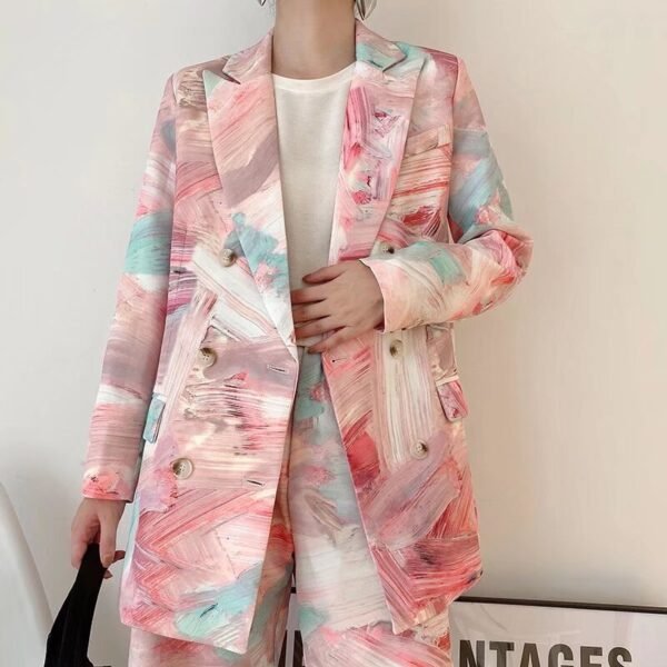 The Resort Edit — Graffiti Blazer Abstract Pastel Double Breasted Suit
