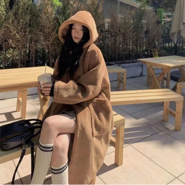 The Resort Edit — Mid-length Horn Button Lamb Wool Coat For Women