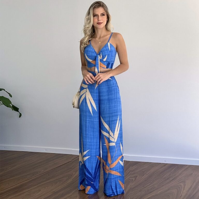 women's resort co-ord set — Premium Resort Co-ord Set | Elegant Tie-Front Camisole & Artistic Wide-Leg Trousers | Regal Wear EU