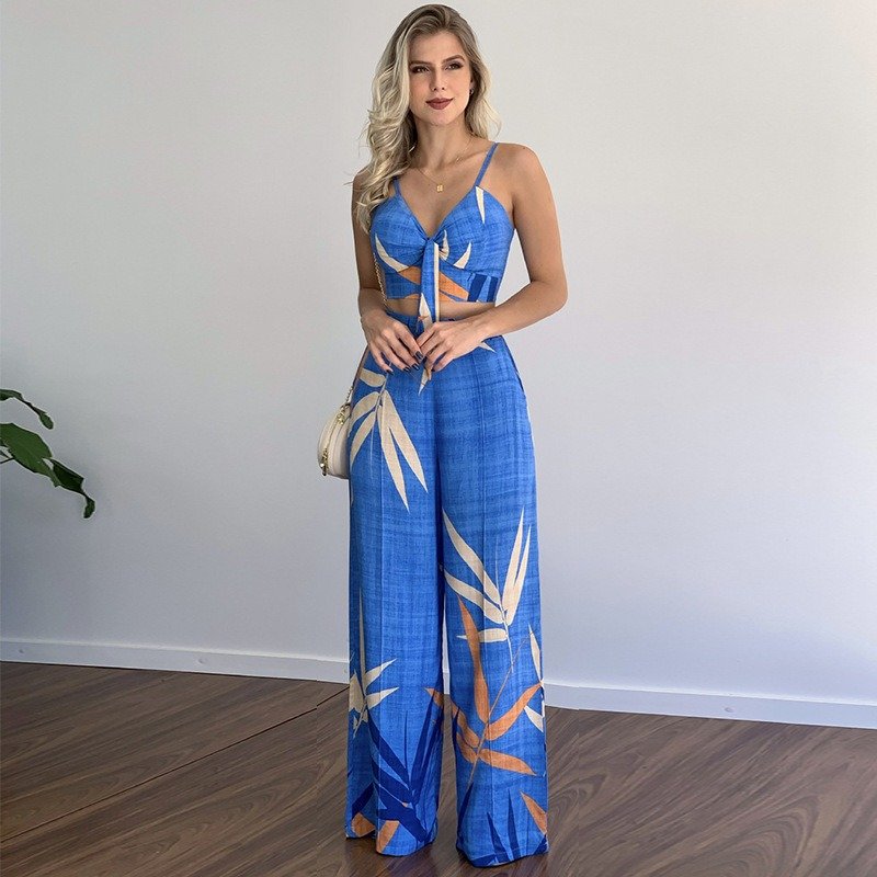 The Resort Edit — Premium Resort Co-ord Set | Elegant Tie-Front Camisole & Artistic Wide-Leg Trousers