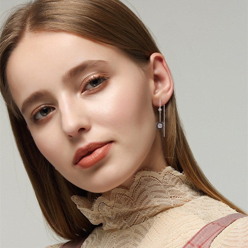 Light Luxury Long Copper Plated Zircon Earrings | Regal Wear