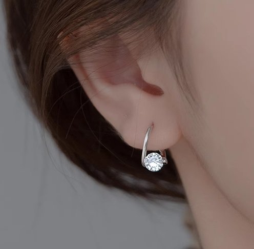 Minimalist Style Geometric White Round Diamond Earrings | Regal Wear