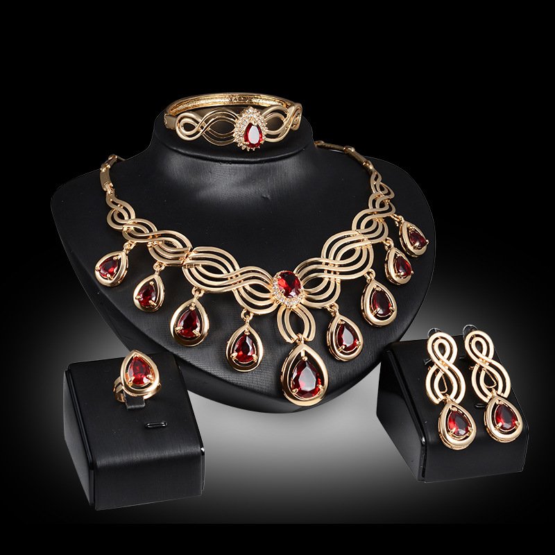 Set Gems Necklace and Earrings Alloy Jewelry | Regal Wear