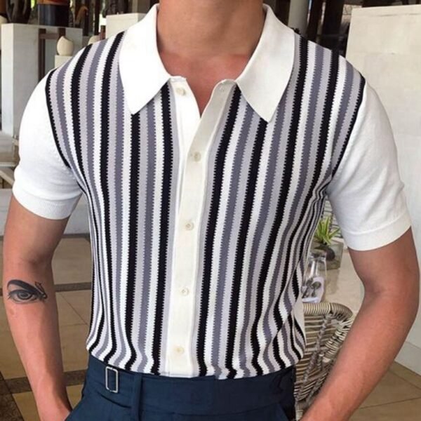 Men's Edit — Black And White Stripes Contrast Color Knitwear Men