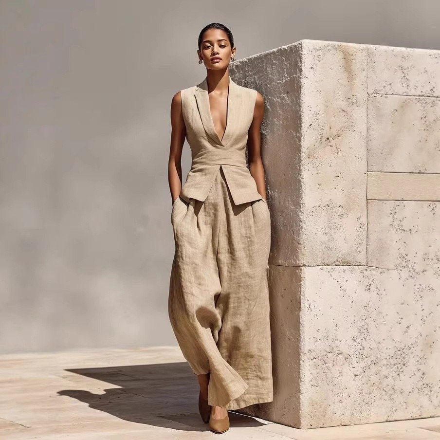 The Resort Edit — Linen Vest Wide Leg Pants Set | Regal Wear Quiet Luxury