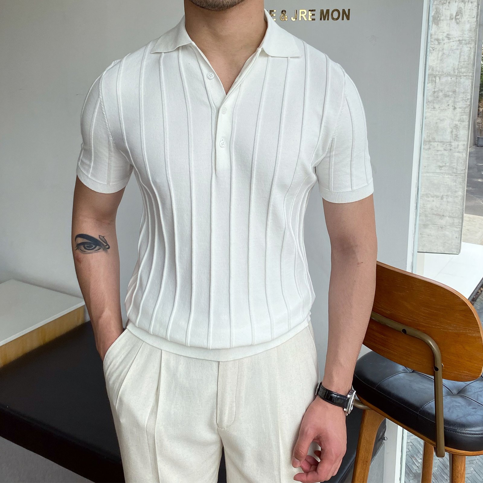men's polo sweater — Polo Shirt Collar Sweater Short Sleeve Slim Fit | Regal Wear EU