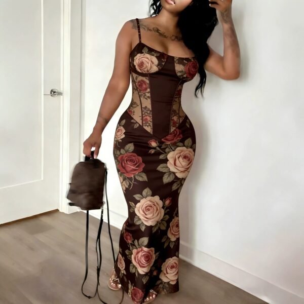 The Resort Edit — Digital-print Fitted Waistline Long Dress