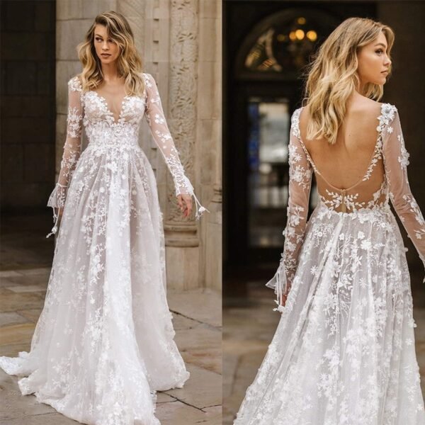 Wedding Lace Long Sleeve Evening Dress | Regal Wear