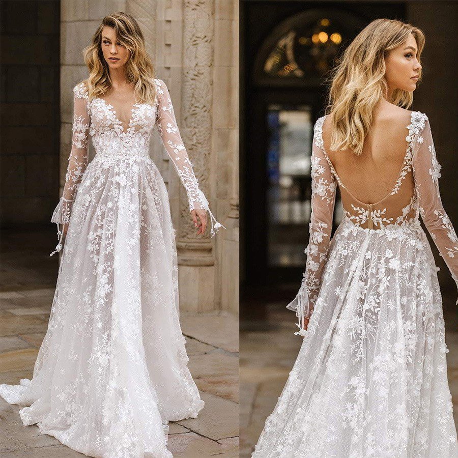 Wedding Lace Long Sleeve Evening Dress | Regal Wear