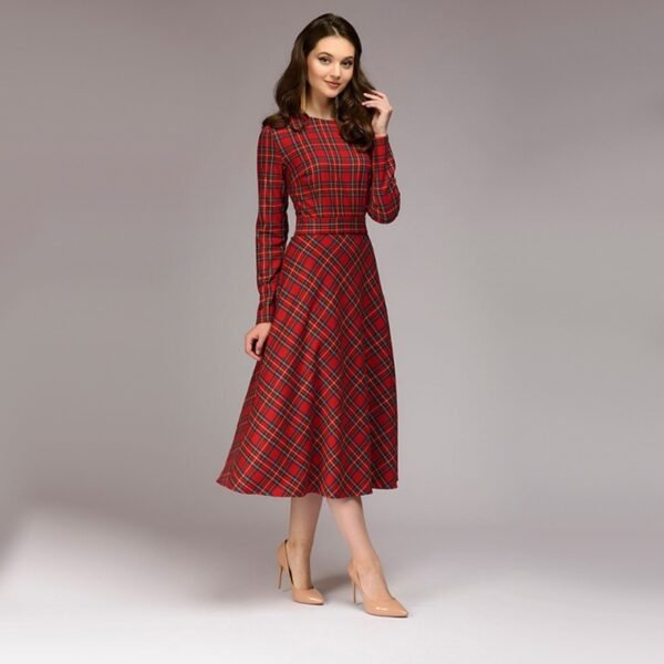 The Resort Edit — Plaid Elegant Midi Dress | Regal Wear Heritage Luxury
