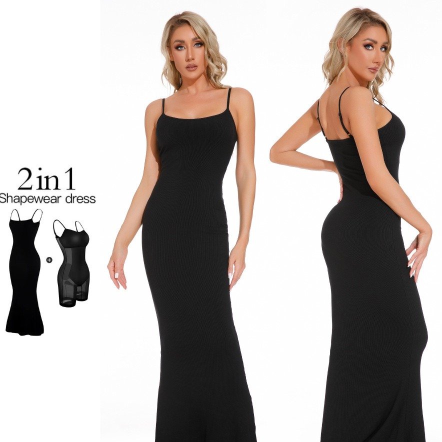 The Resort Edit — Body Shaper Jumpsuit Dress Tummy Tuck & Lift Corset with Tight Long Skirt