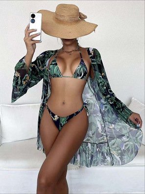 Tropical Triangle Bikini Swimsuit Kimono | Regal Wear