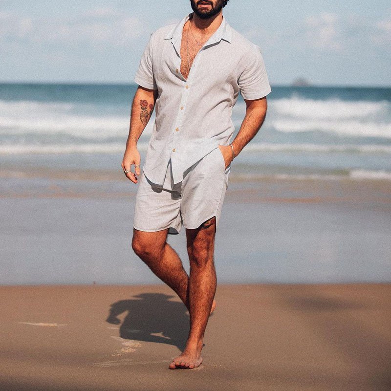 Men's Edit — Men's Loose Shirt Shorts Short Sleeve Suit