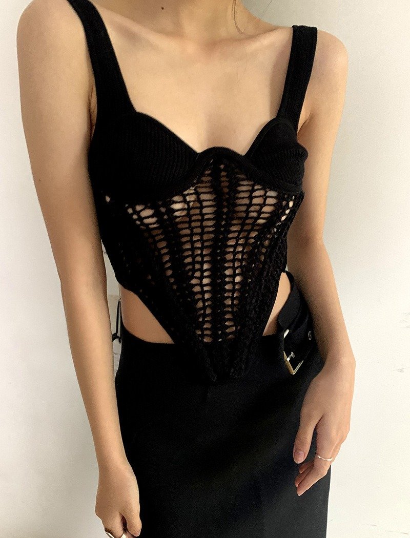 The Resort Edit — Corset Knit Vest Top | Regal Wear Alternative Luxury