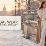Regal Wear quiet luxury - woman in a camel wool coat in the snow