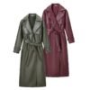 Women's Belted Faux Leather Trench Coat - view 1