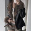 Women's Faux Leather Jacket with Faux Fur Collar - view 1