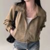 Women's Cropped Zip-Up Suede-Look Jacket - view 3