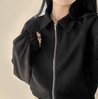 Women's Cropped Zip-Up Suede-Look Jacket