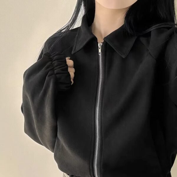 Women's Cropped Zip-Up Suede-Look Jacket